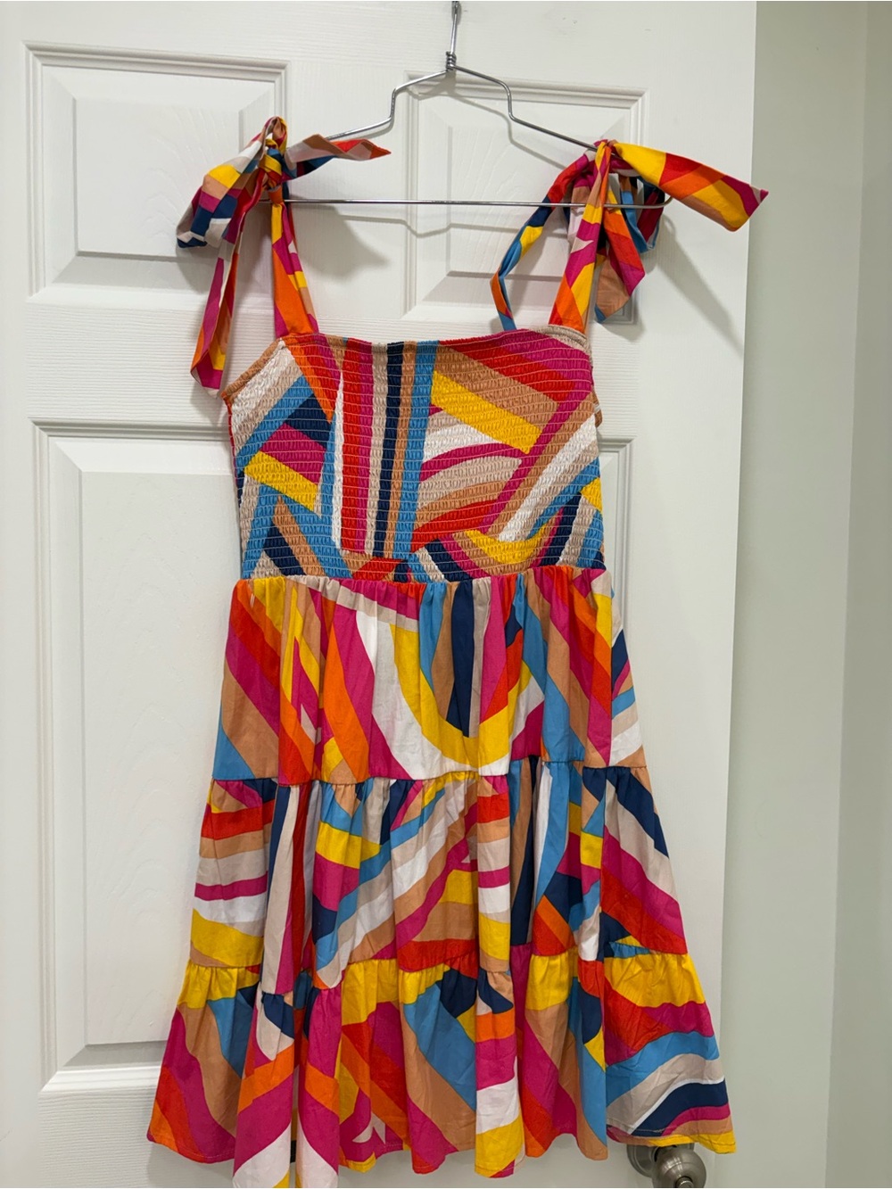 Multicolor Tie-Shoulder Sundress - Smocked Bodice